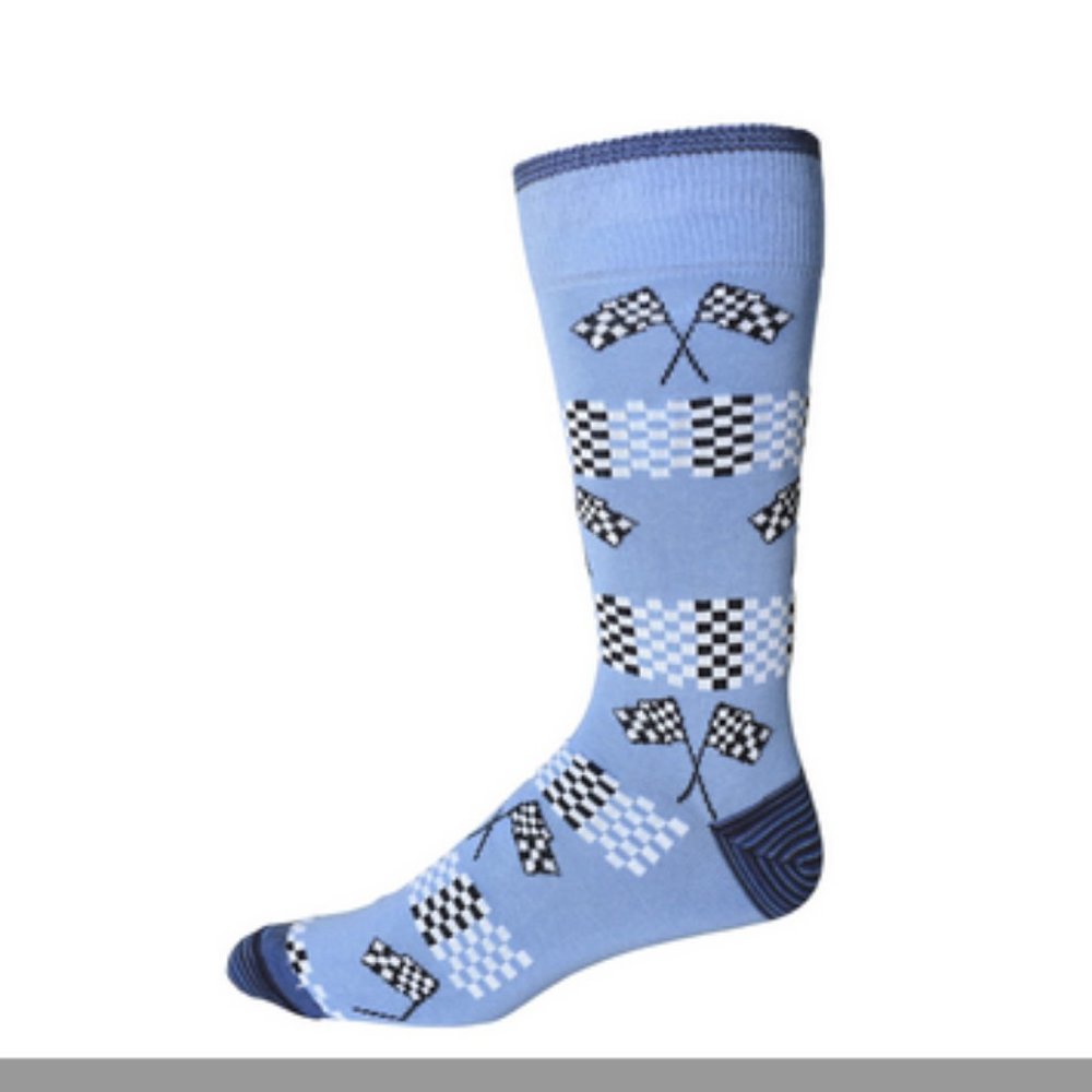 Robert Graham Racing Flags Socks Light Blue